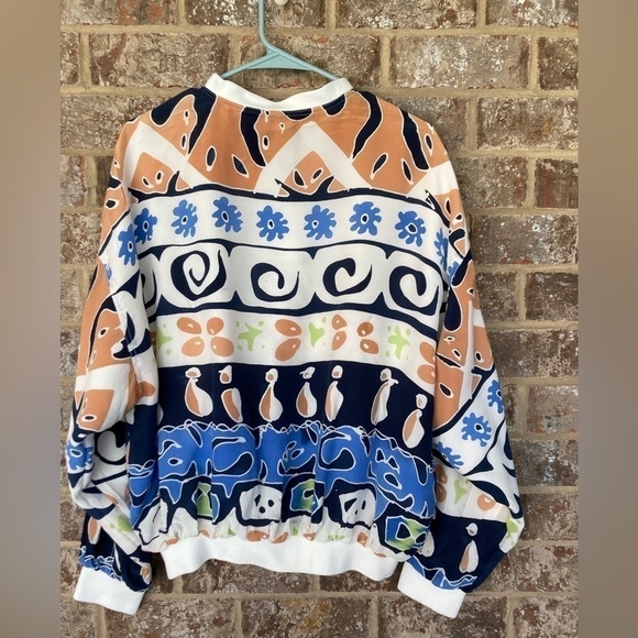 Enrico Uomo Italy Vintage Men’s African Inspired Silk Bomber Jacket 1980’s - Picture 8 of 16